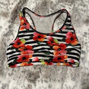 Floral sports bra with strips